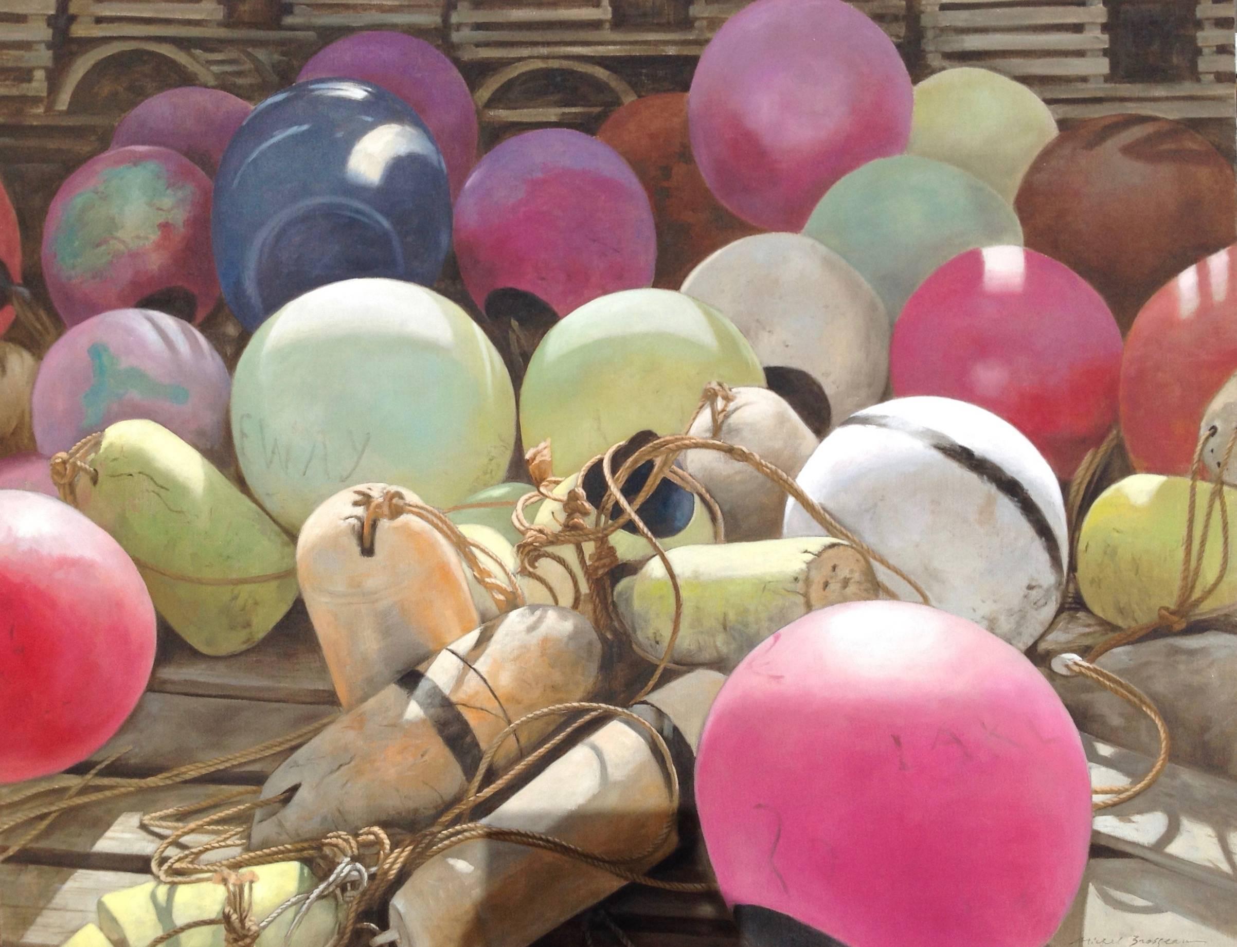 Michel Brosseau Still-Life Painting - Sun Dappled Buoys