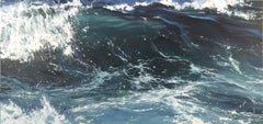 "Crystal Wave II" oil painting of dark blue ocean waves