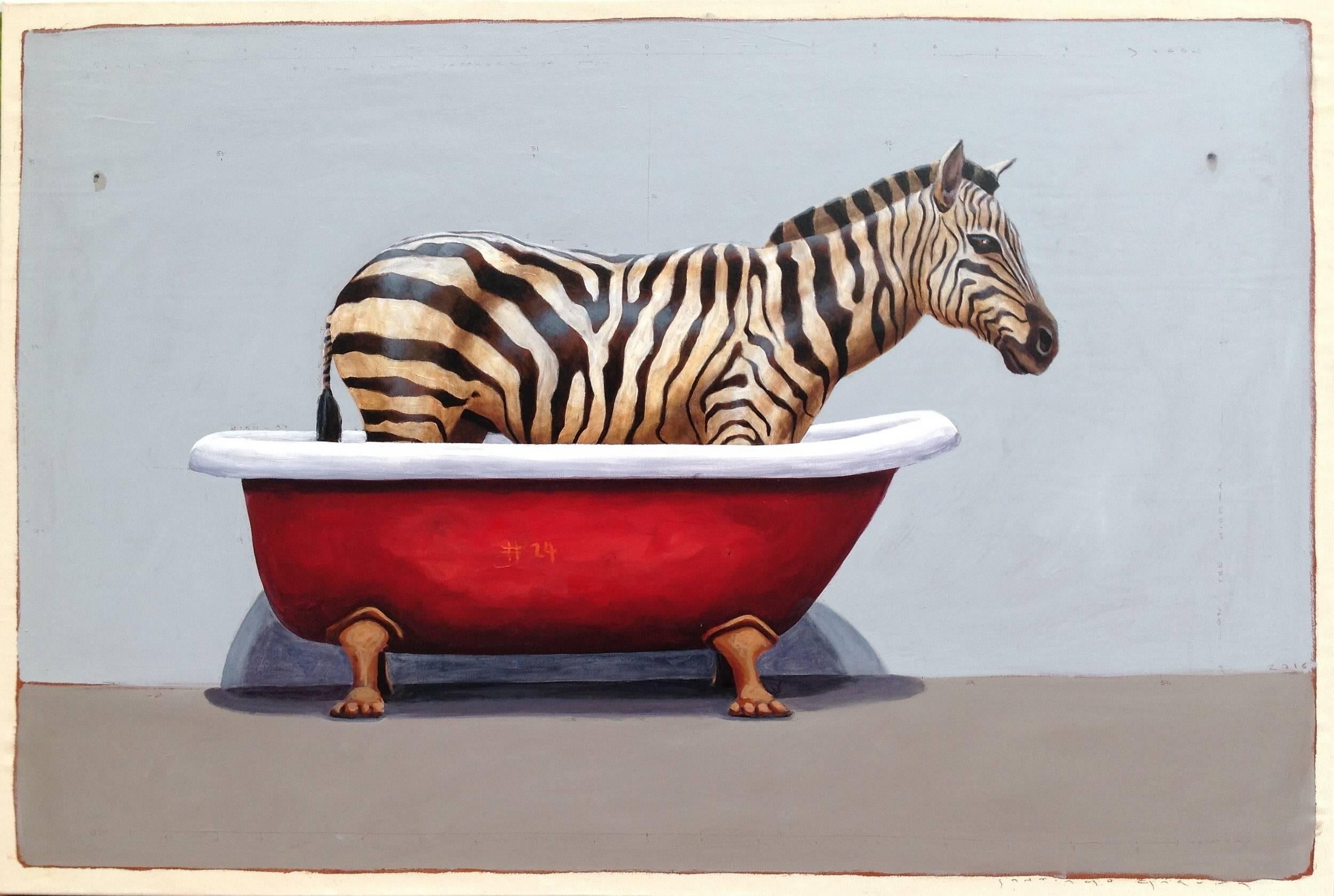 Santiago Garcia Animal Painting - Red Bathtub #24