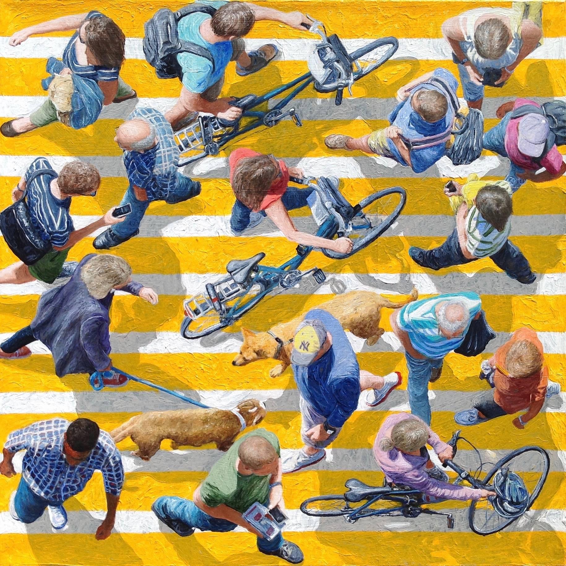 Figurative Painting Jim Zwadlo - Piétons 364