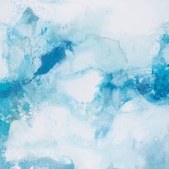 "Eterno #46" Abstract Resembling Marble, in Blues and White
