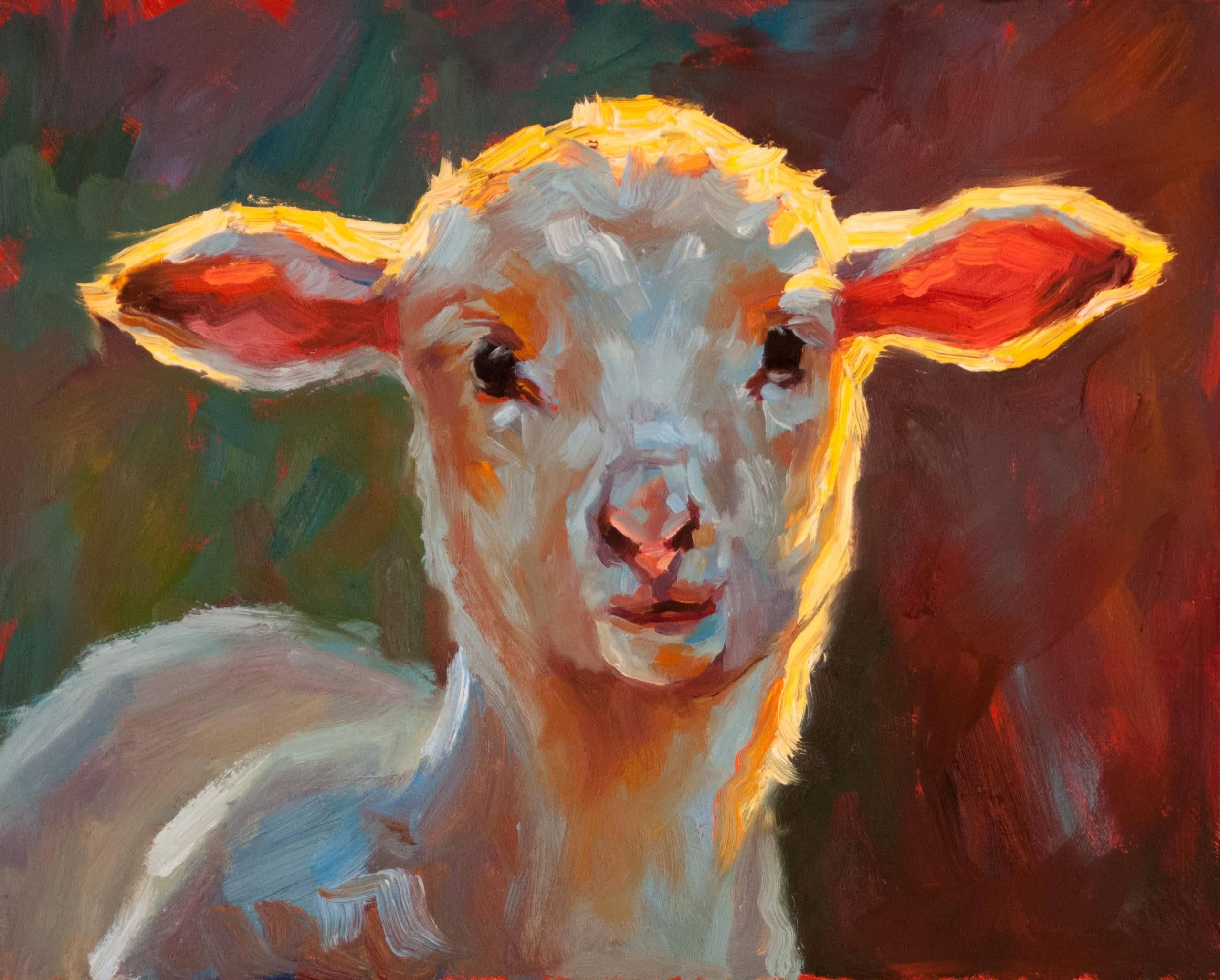 Cheri Christensen Animal Painting - Little Lamb Who Made Three