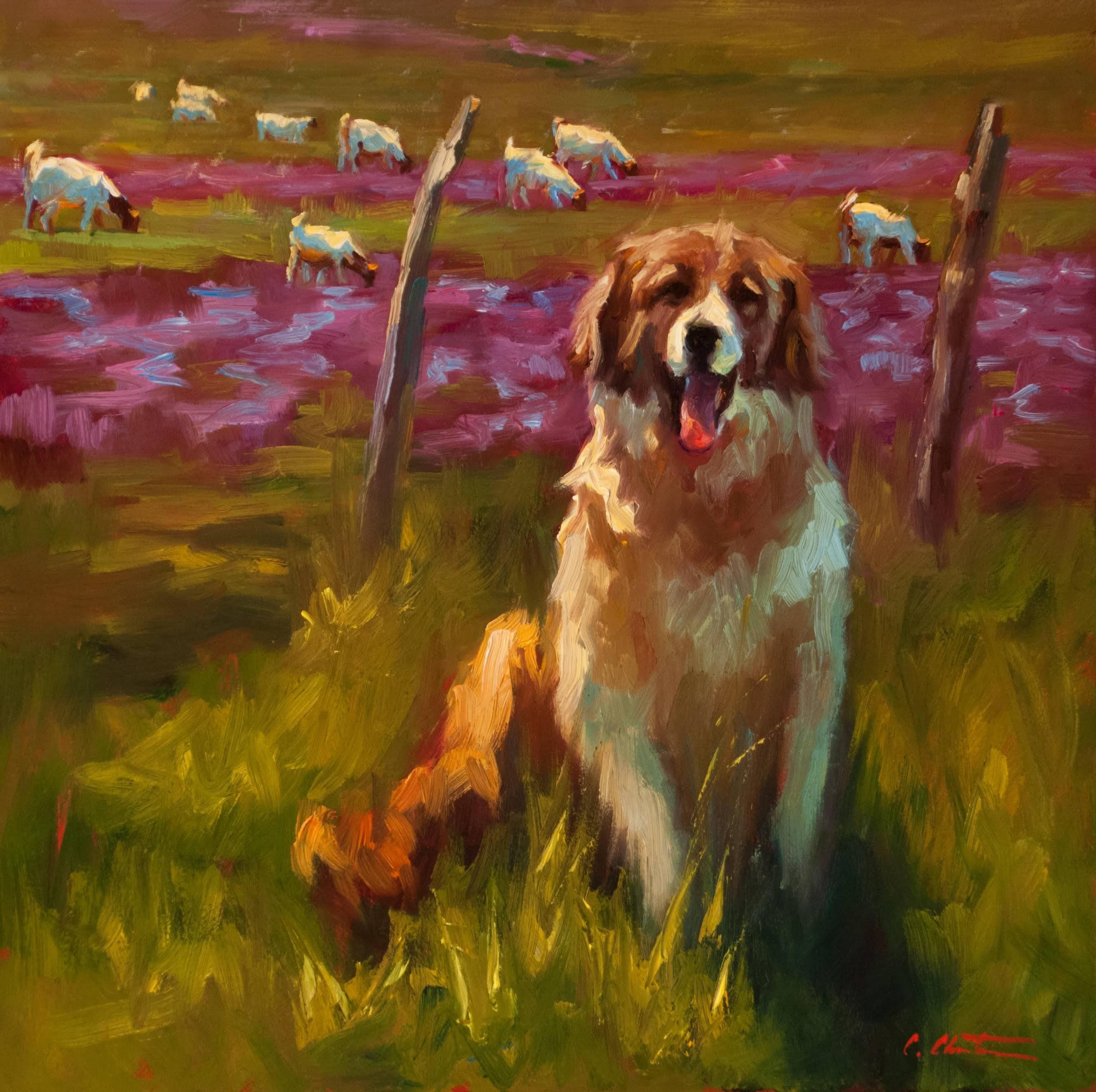 Cheri Christensen Animal Painting - Defender of the Flock