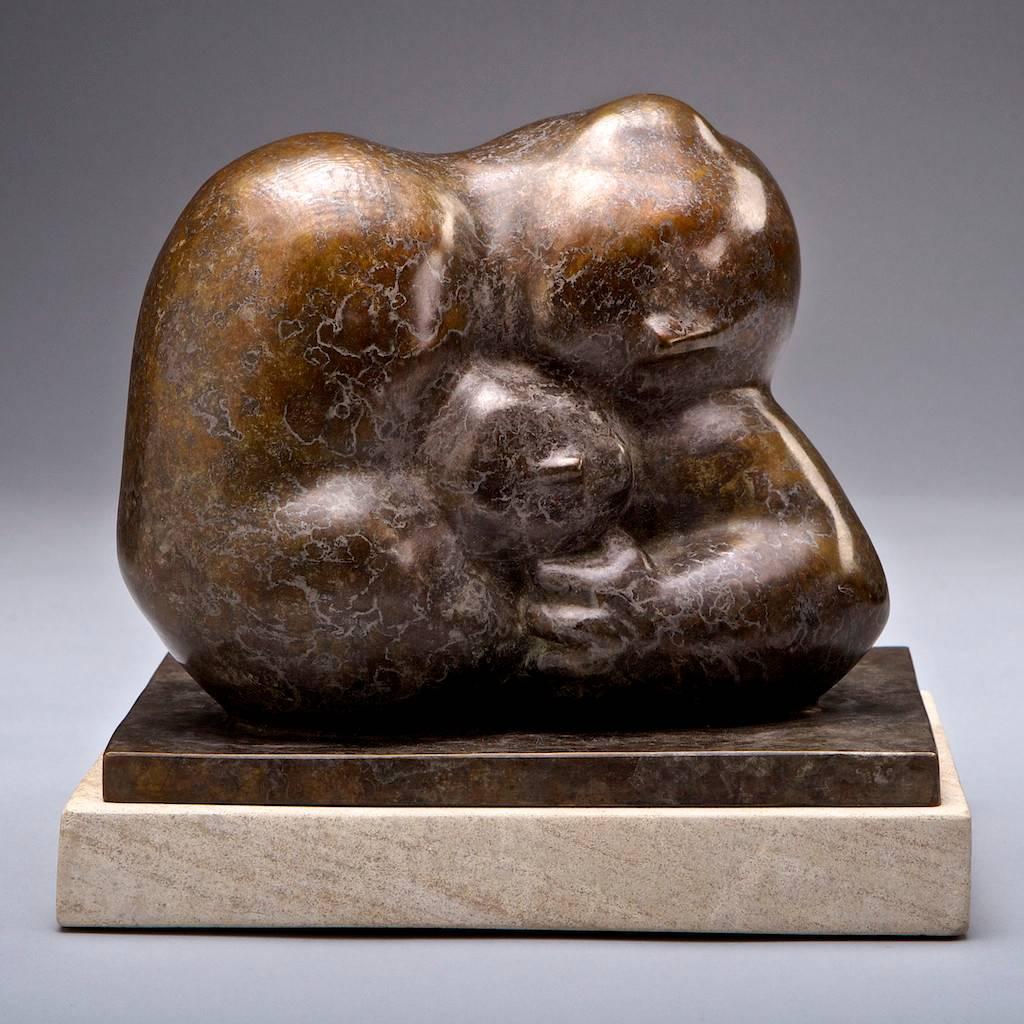 Monica Wyatt Figurative Sculpture - Fatherhood (Gold Patina)