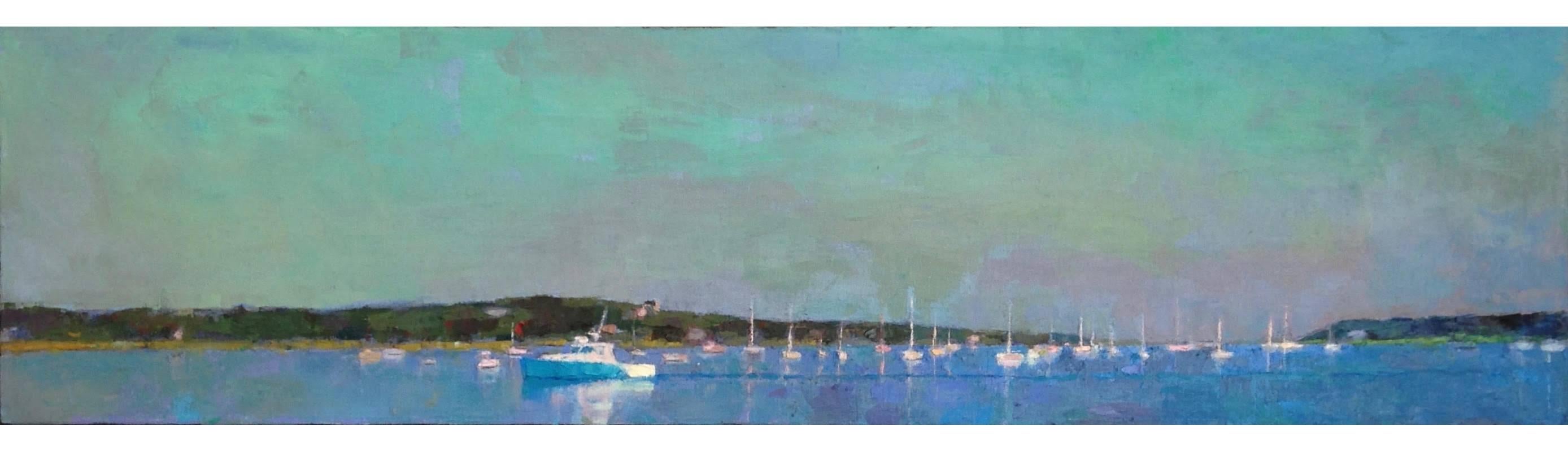 Larry Horowitz Landscape Painting - Blue Hulled Boat, Edgartown