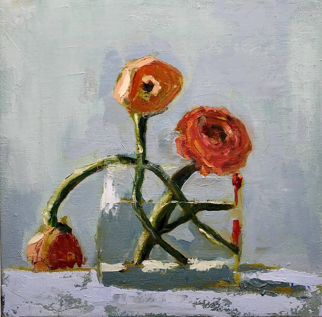 Anne Harney Still-Life Painting - Red Ranunculus