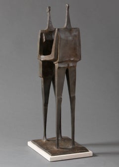 "Together" Stylized Angular Sculpture of Couple Embracing 