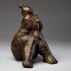 "The Dreamer" Bronze sculpture of a rounded female figure sitting