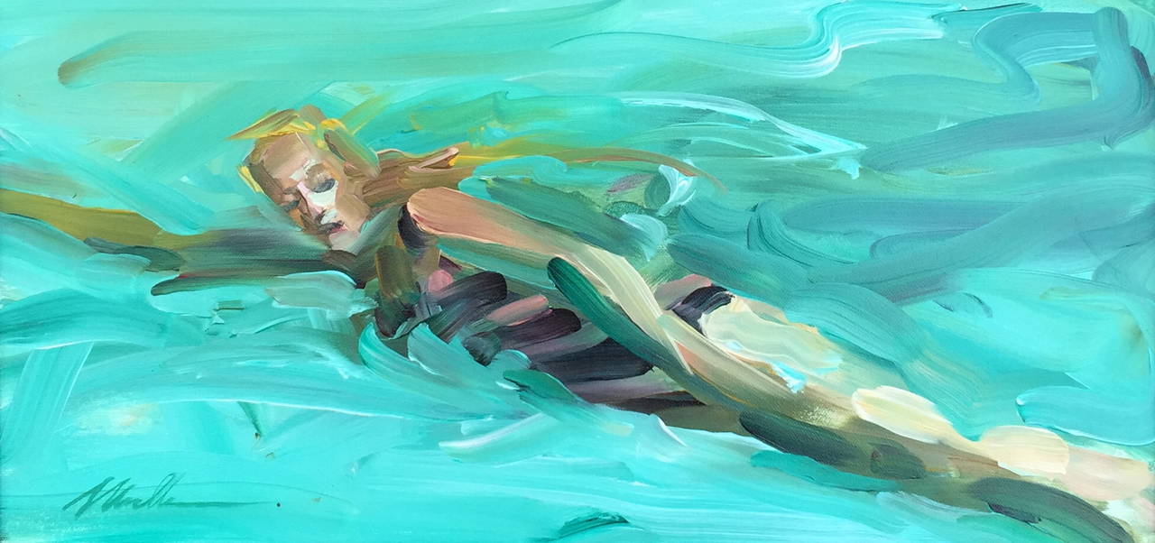 Michelle Torrez Figurative Painting - Aqua Glider