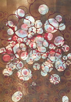 "#07" Abstract ink on paper artwork in red and brown