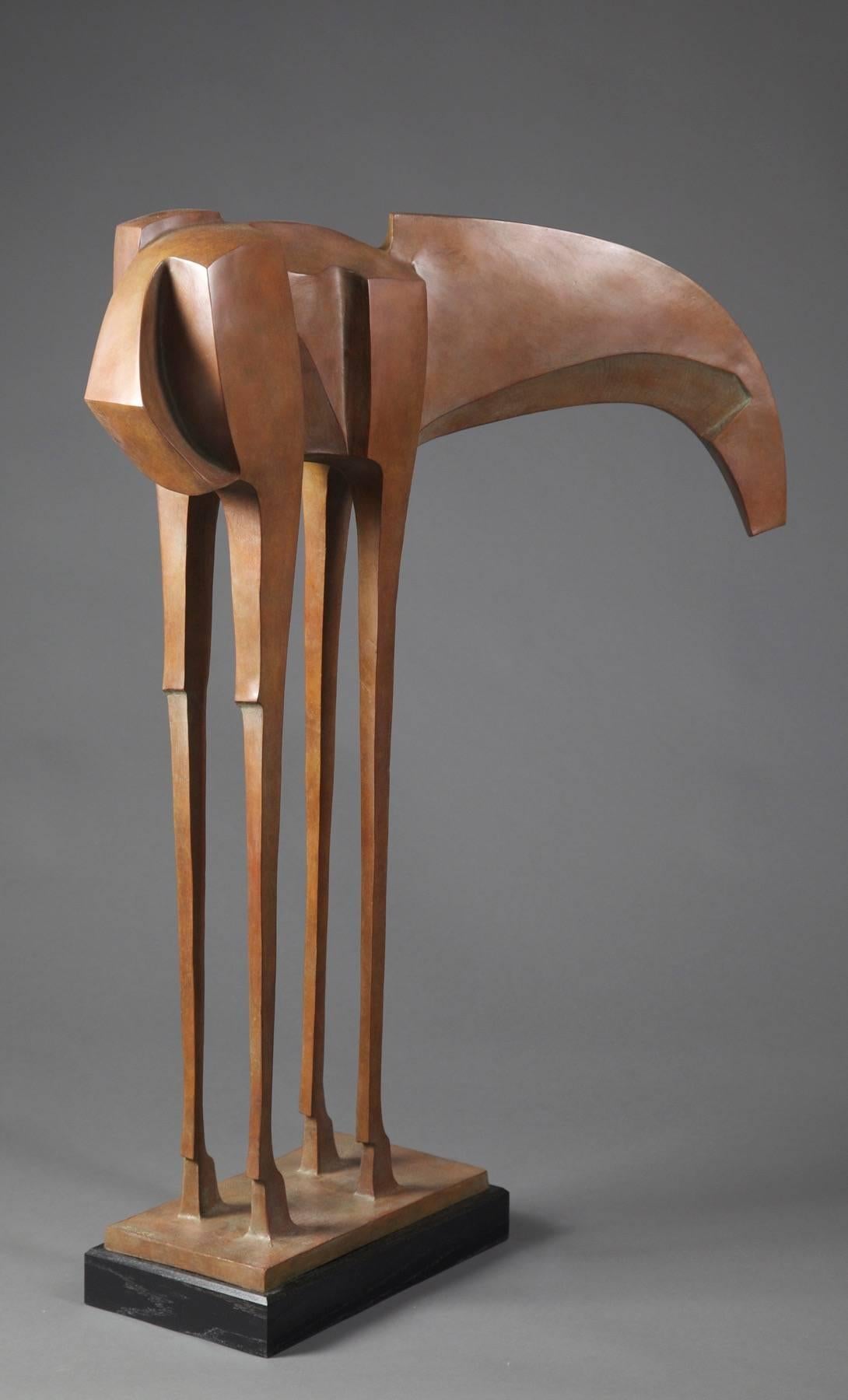 The historic tradition of cast bronze provides a contemporary avenue for the creation of Wayne Salge’s abstracted human and animal figures. Thoroughly modern and distinctly impressionistic, his signature style is recognized by long lines, sharp
