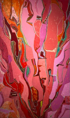 "Elephant Walk 2" pink abstract with depth created by texture and motion