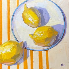 "Lemon Morning" lemons, citrus, still-life, plate, yellow