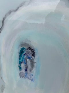 "Island Cove" four large oysters on a light blue background, pastel, pearlescent