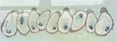 "Vineyard's Best" oysters, teal, opalescent, nautical, modern, shells, food, sea