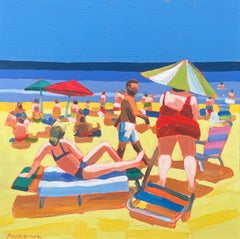 "Umbrella" Away To See Martha's Vineyard, beach scene, bathing, colorful, joy