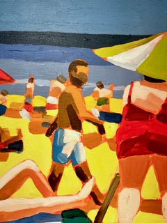 "Umbrella" Away To See Martha's Vineyard, beach scene, bathing, colorful, joy