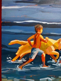 "Racing the Waves" Away to See Martha's Vineyard, two boys and a dog, ocean play