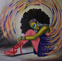 "Her Other Sides II" contemporary portrait African woman, dancer, fashion, bold
