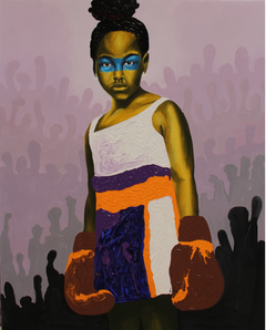 "Feminine Gloves" young African female boxer, empowered and strong, portraiture