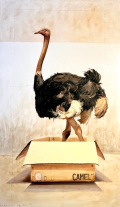 "#1681", African Ostrich, cardboard box, whimsy, realism, divine proportion