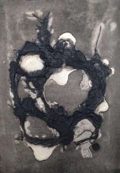 ""#11" Encre et fibres abstraites sur papier en noir et blanc