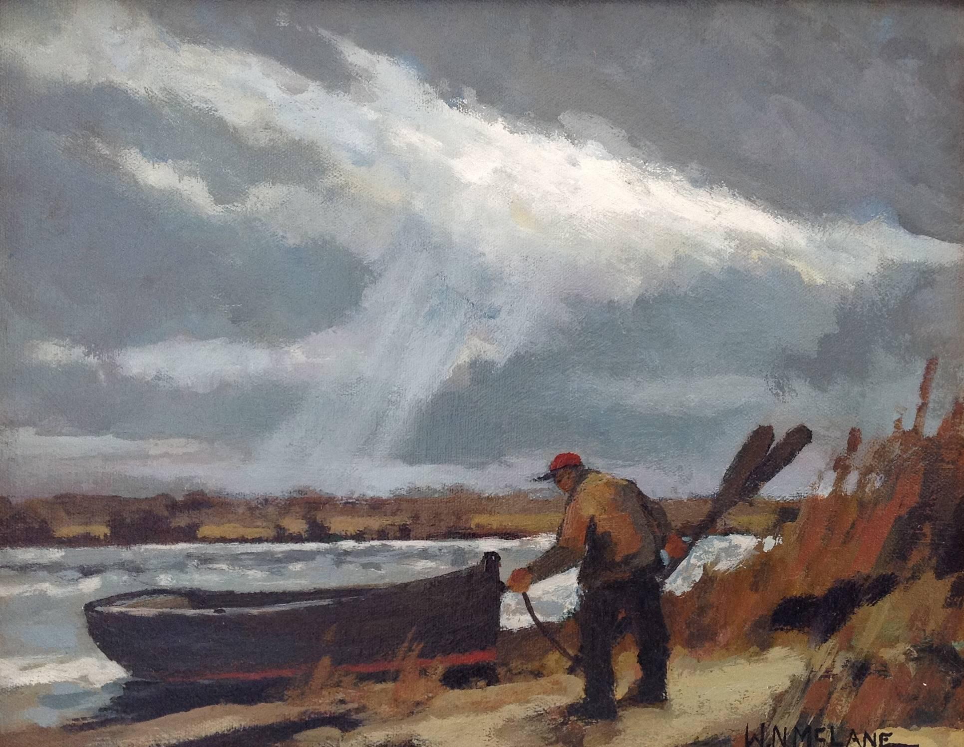 Bill McLane Landscape Painting - Old Man and His Boat 