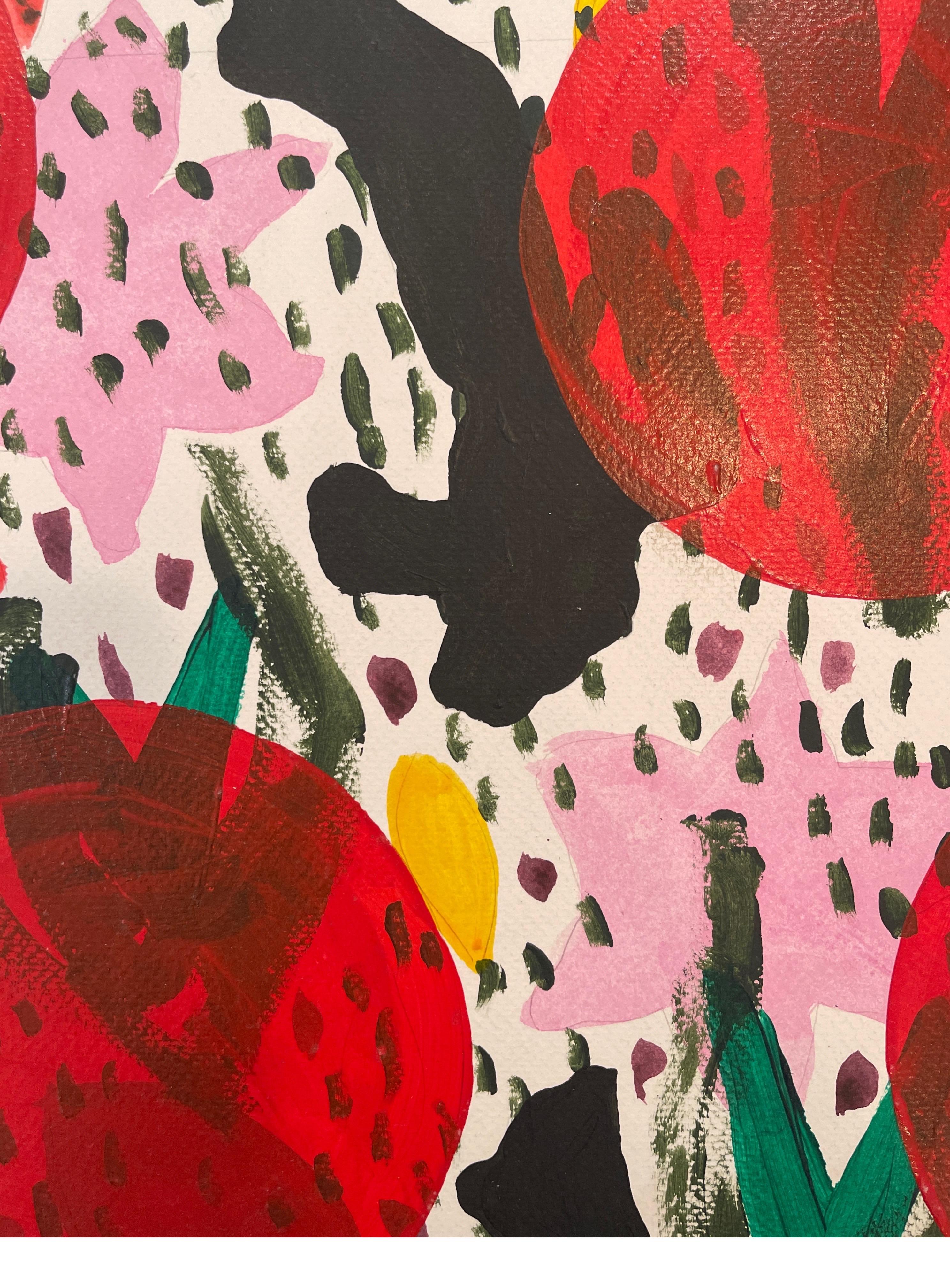 Pontos Rojos: Contemporary Abstract Acrylic on Paper For Sale 1
