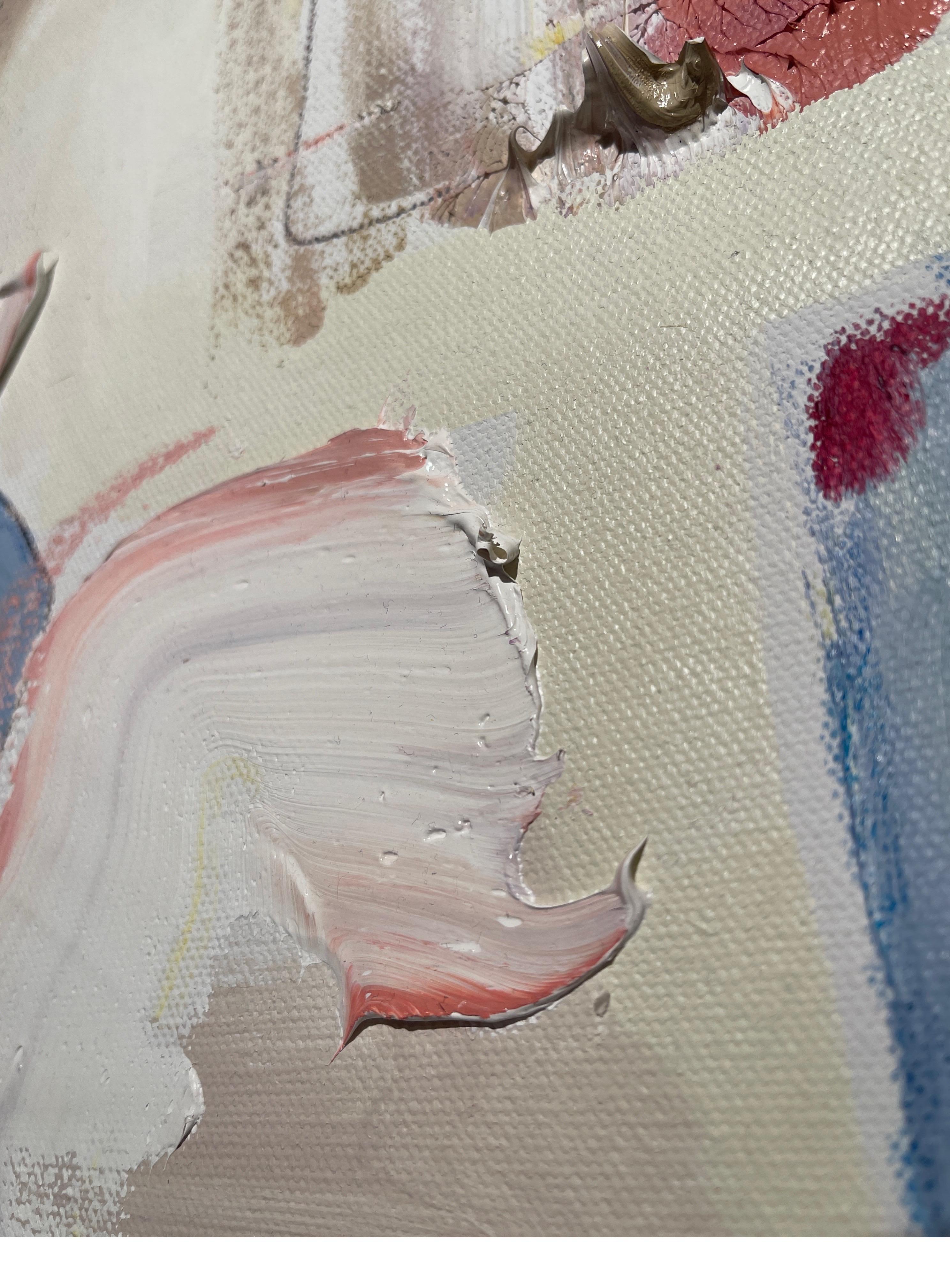 Stivali da cowboy più uno: tavolozza astratta contemporanea di pittura a olio di piccole dimensioni - Abstract Painting Grigio di Alysha Grace Marko