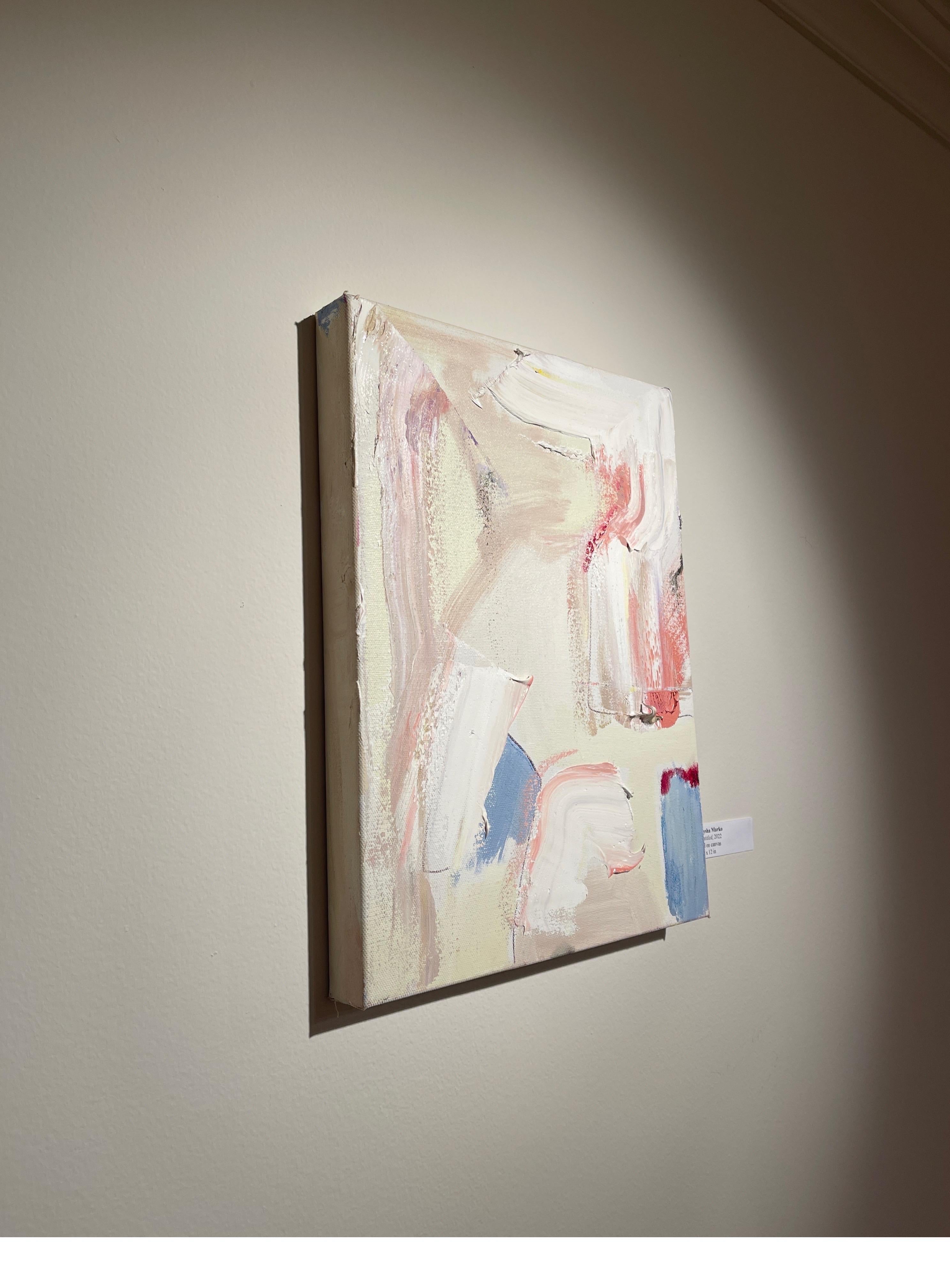 Stivali da cowboy più uno: tavolozza astratta contemporanea di pittura a olio di piccole dimensioni in vendita 1