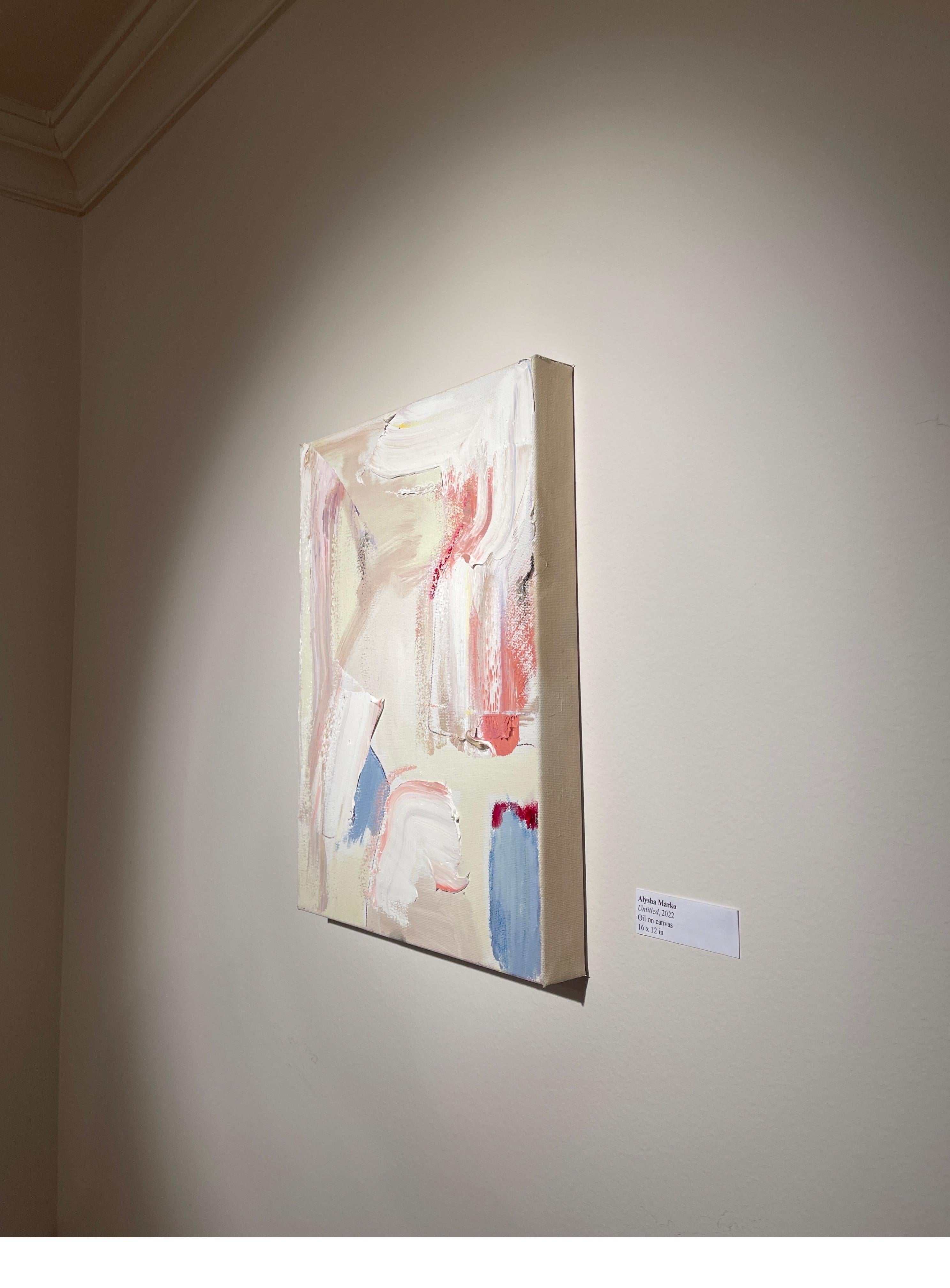 Stivali da cowboy più uno: tavolozza astratta contemporanea di pittura a olio di piccole dimensioni in vendita 2
