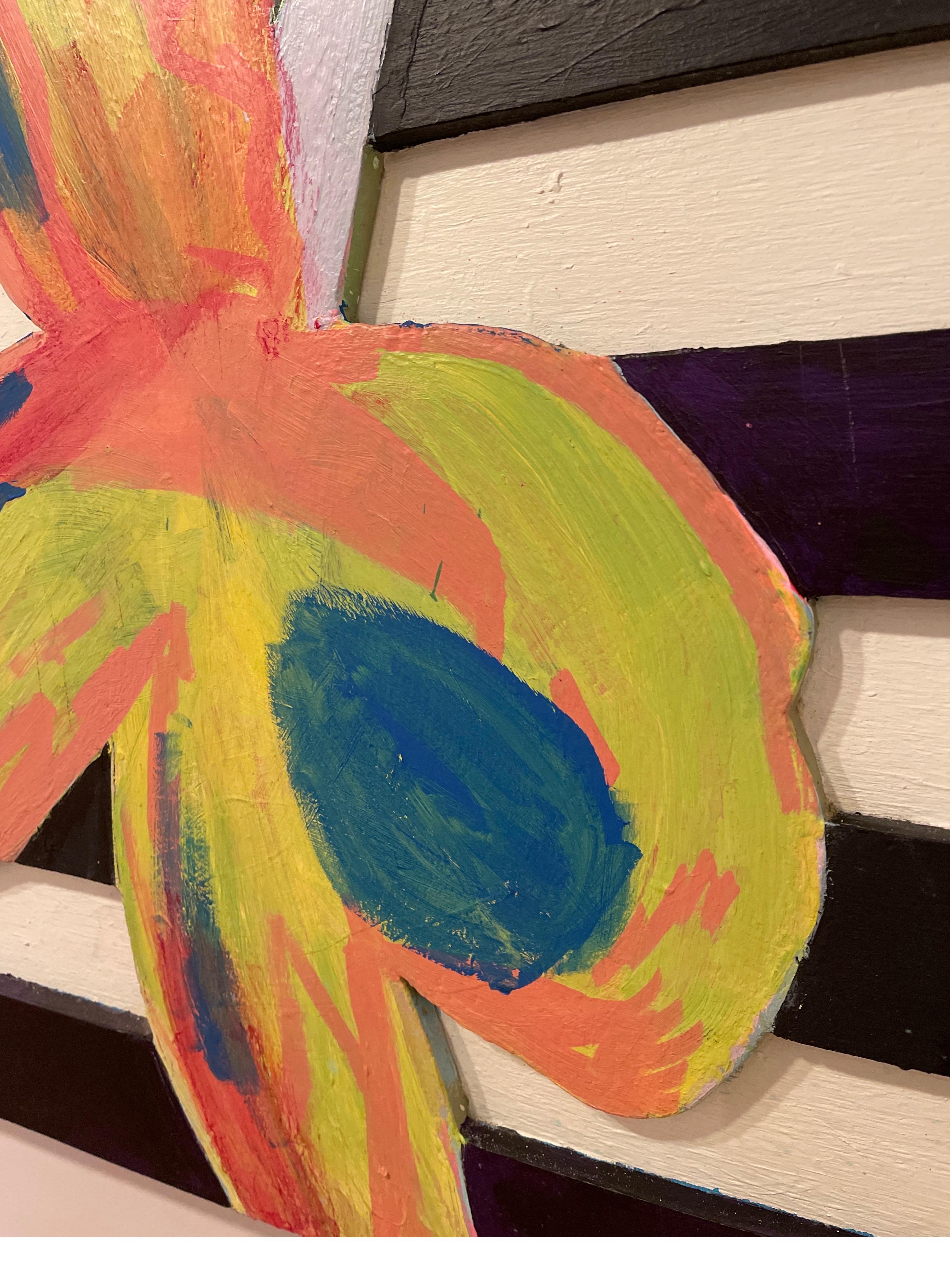 Bandiera 3: opera d'arte astratta contemporanea con Wood, acrilico e pittura a olio in vendita 2