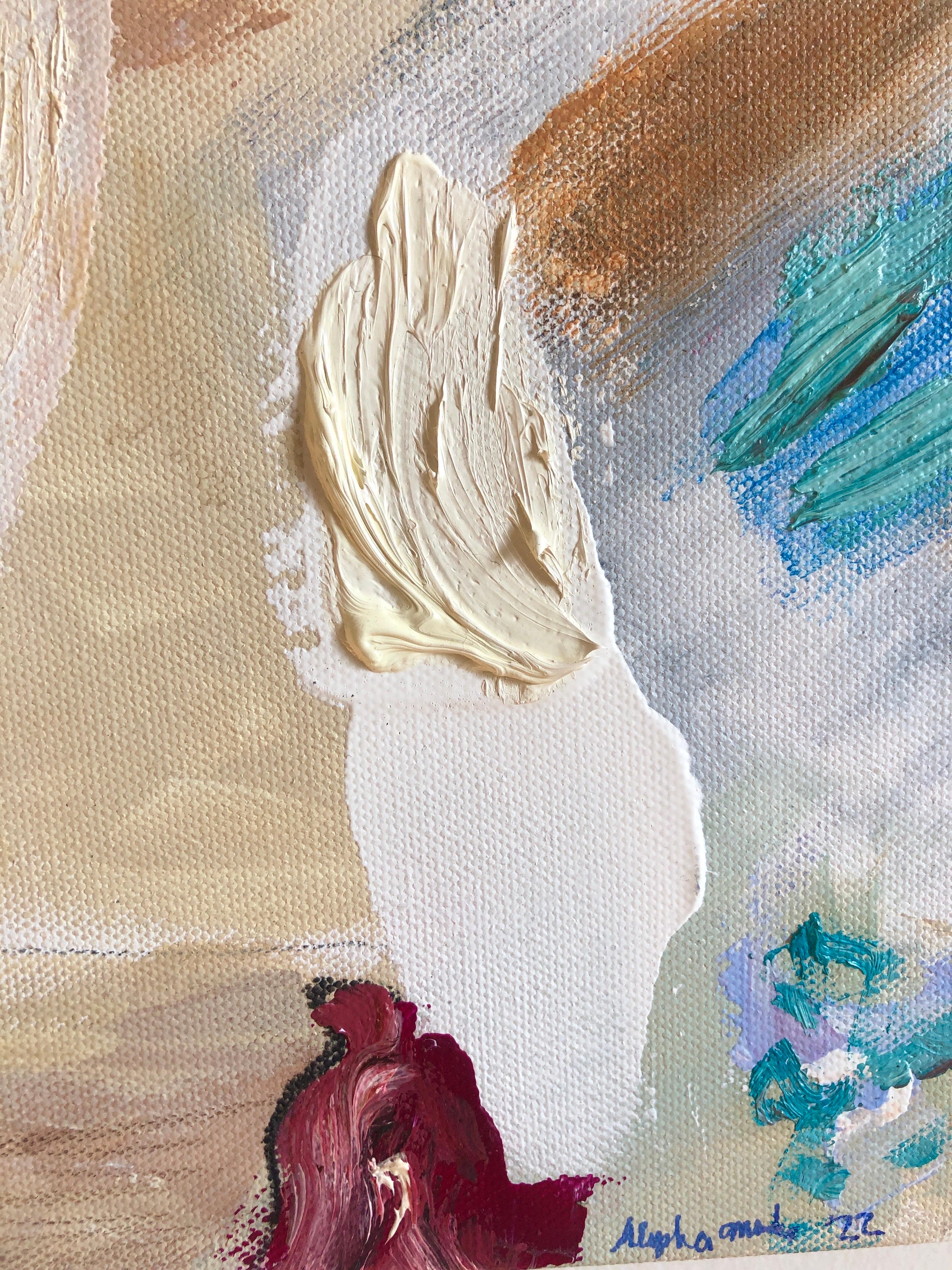 Come le ali di una colomba 2: pittura astratta contemporanea, acrilico e carboncino in vendita 2