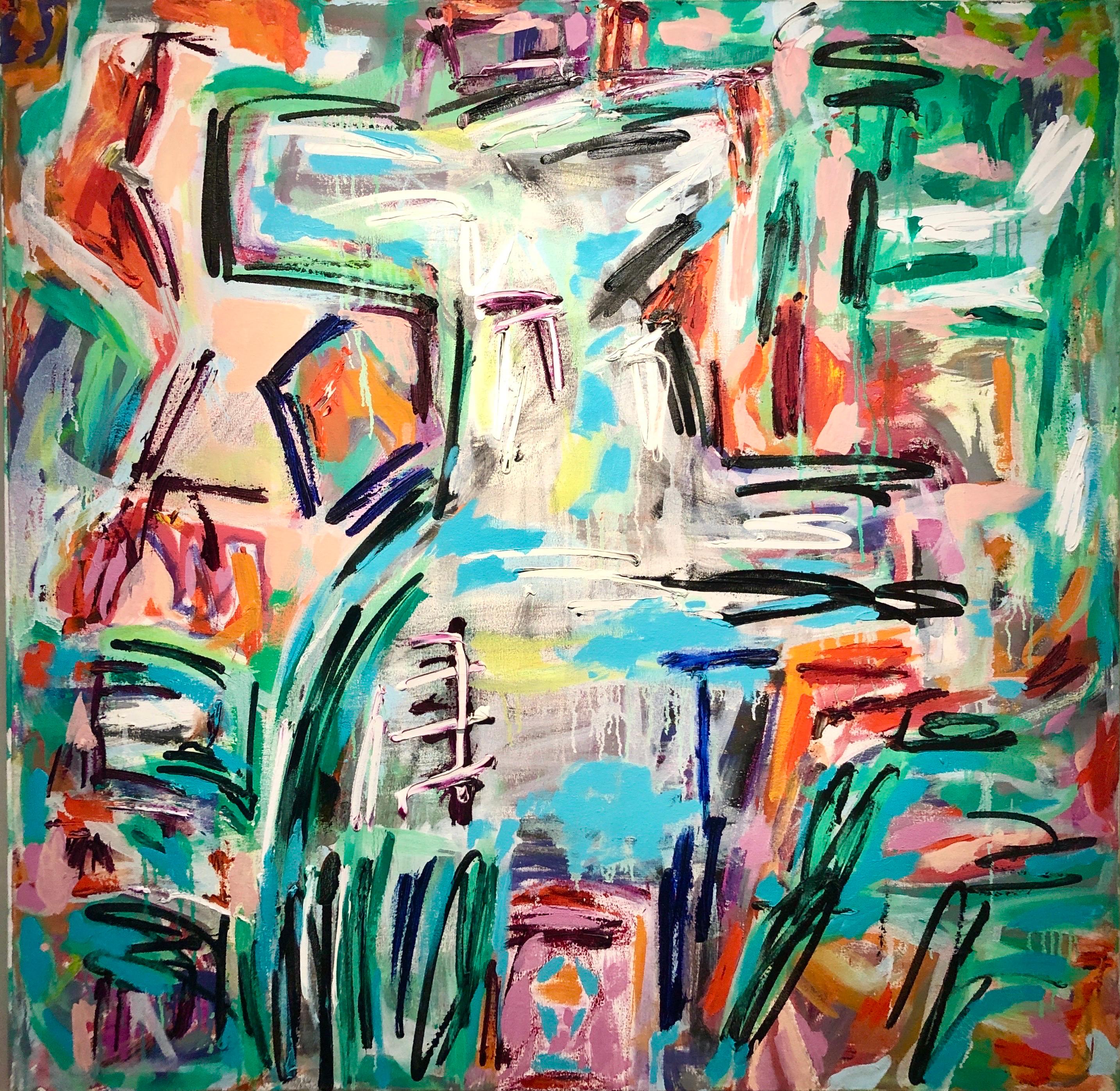 Abstract Painting di Alysha Grace Marko - Sinfonia di primavera: Pittura ad olio astratta e colorata