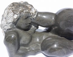 Modernist Nude Female Carved Granite Sculpture by Charlotte Lees