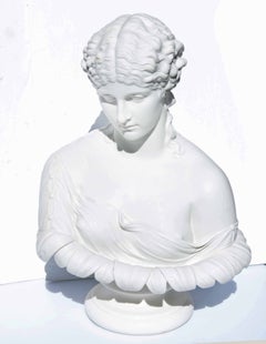 19th Century Life Size Parian Classical Bust of Clytie
