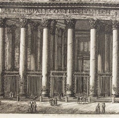 Incisione architettonica d’epoca del Pantheon di Luigi Rossini, datata 1820
