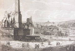Antique Architectural Etching of Monte Cavallo by Luigi Rossini Dated 1822