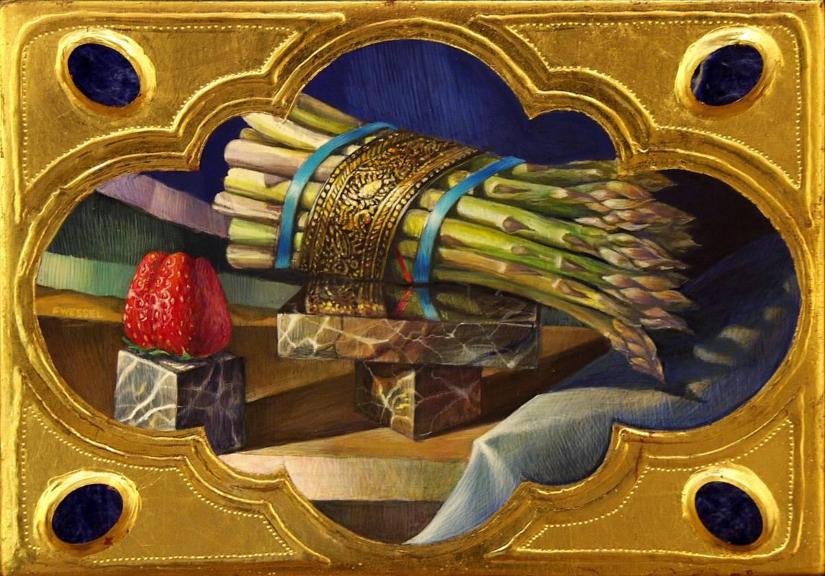 Fred Wessel Still-Life Painting - Wrapped Asparagus