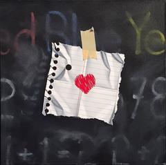Red Heart on Chalkboard
