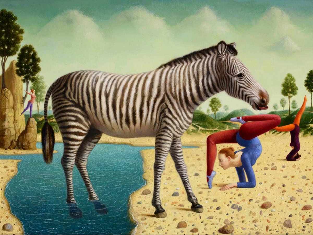Ilya Zomb Figurative Painting – Where the Charles River begins