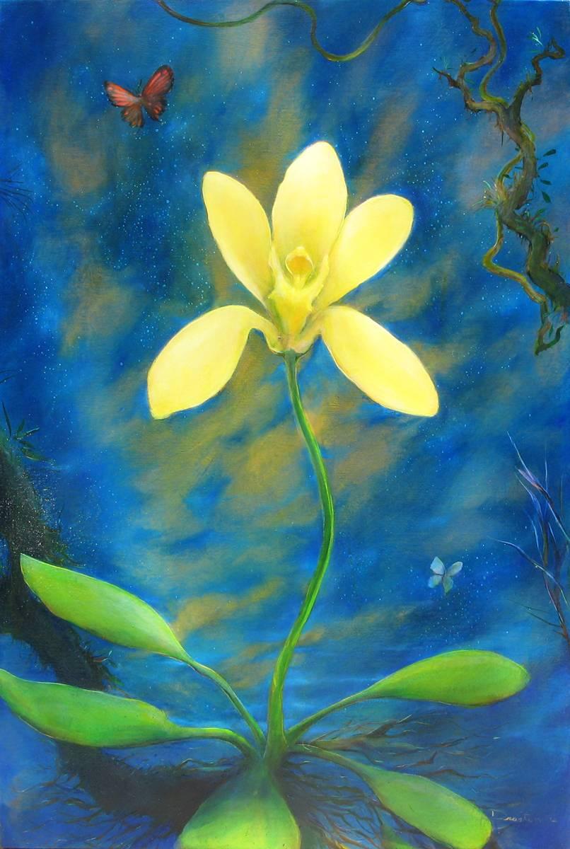 Nightscape with Orchid #1 - Painting by Jorge Drosten