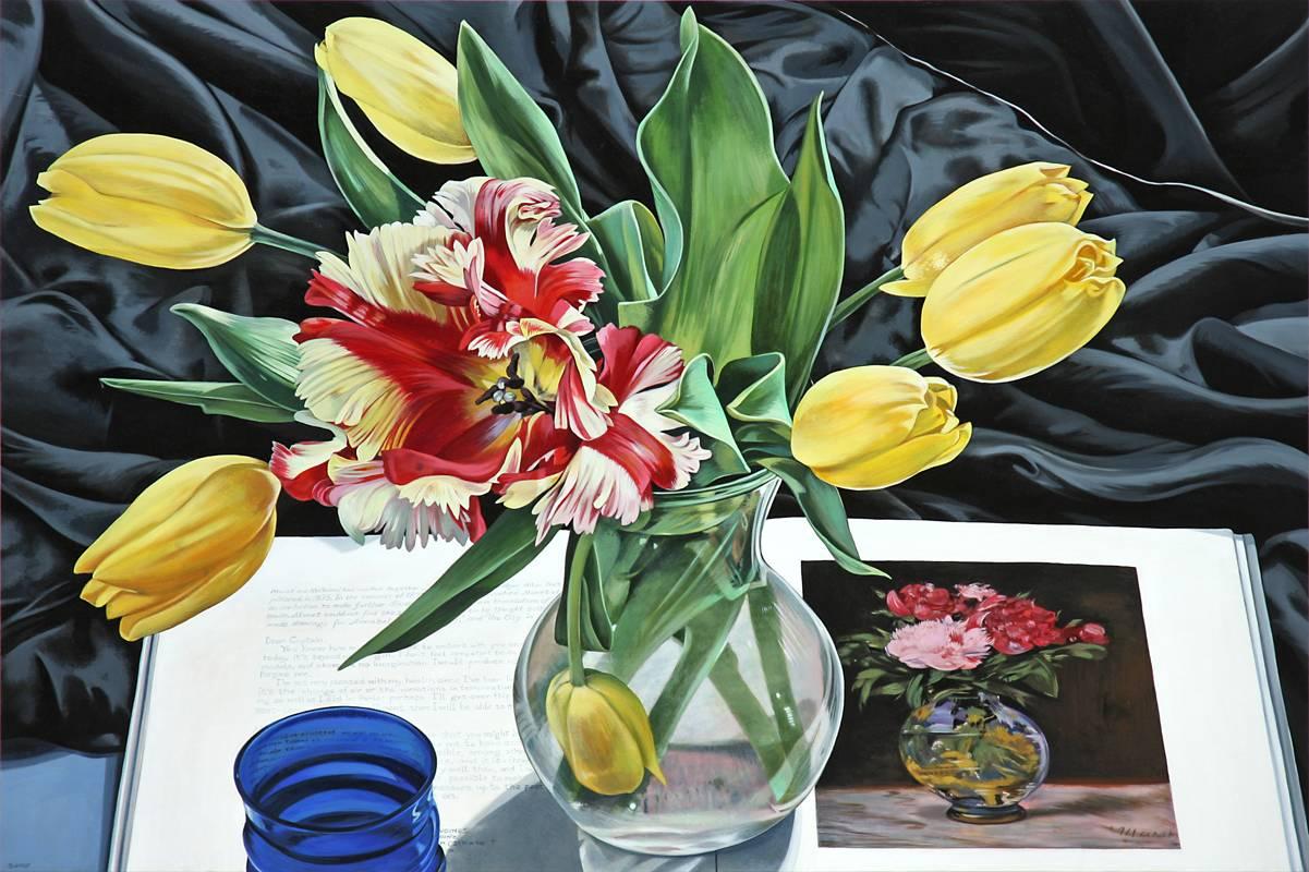 Sherrie Wolf Still-Life Painting - Yellow Tulips with Manet