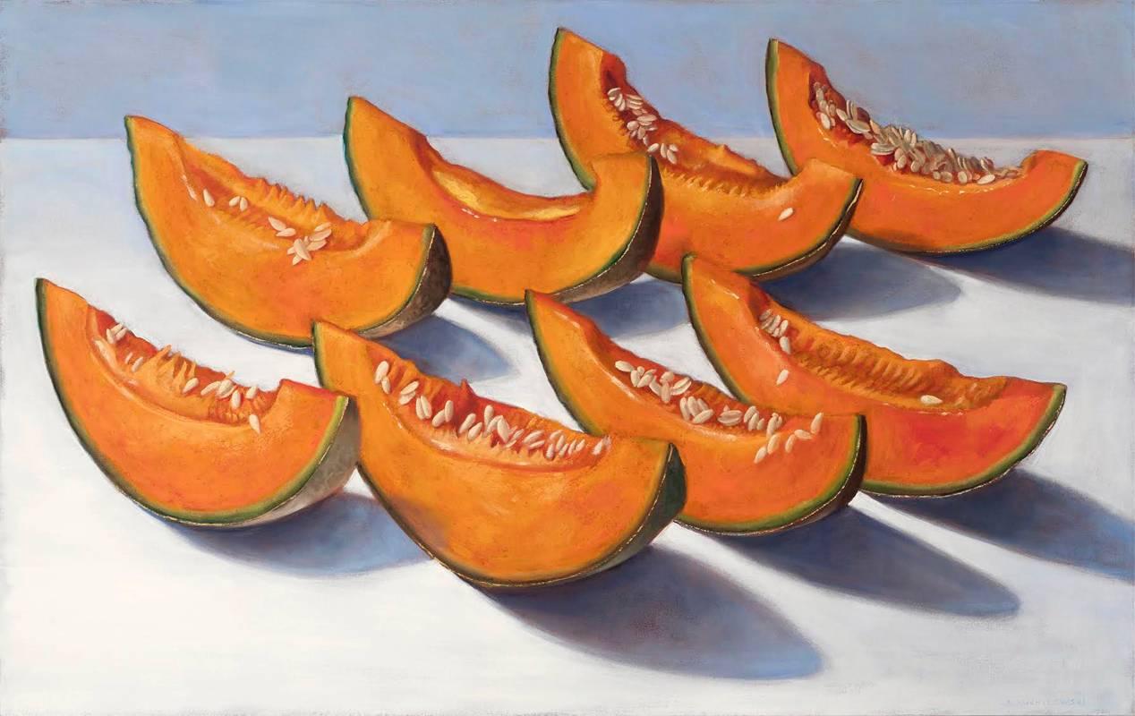 Denise Mickilowski Still-Life Painting - Cantaloupe Slices