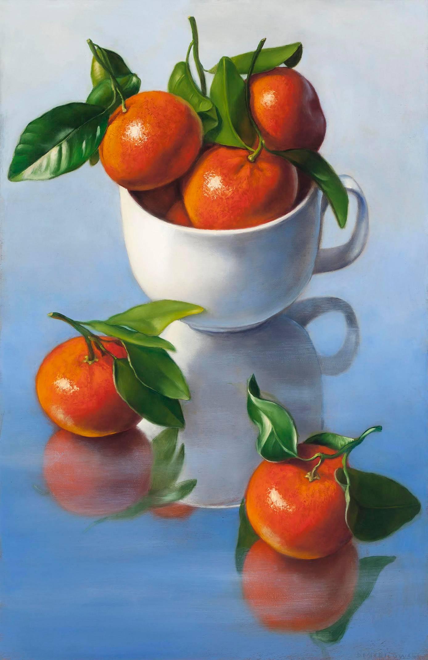 Denise Mickilowski Still-Life Painting - Mandarin Oranges with Cup