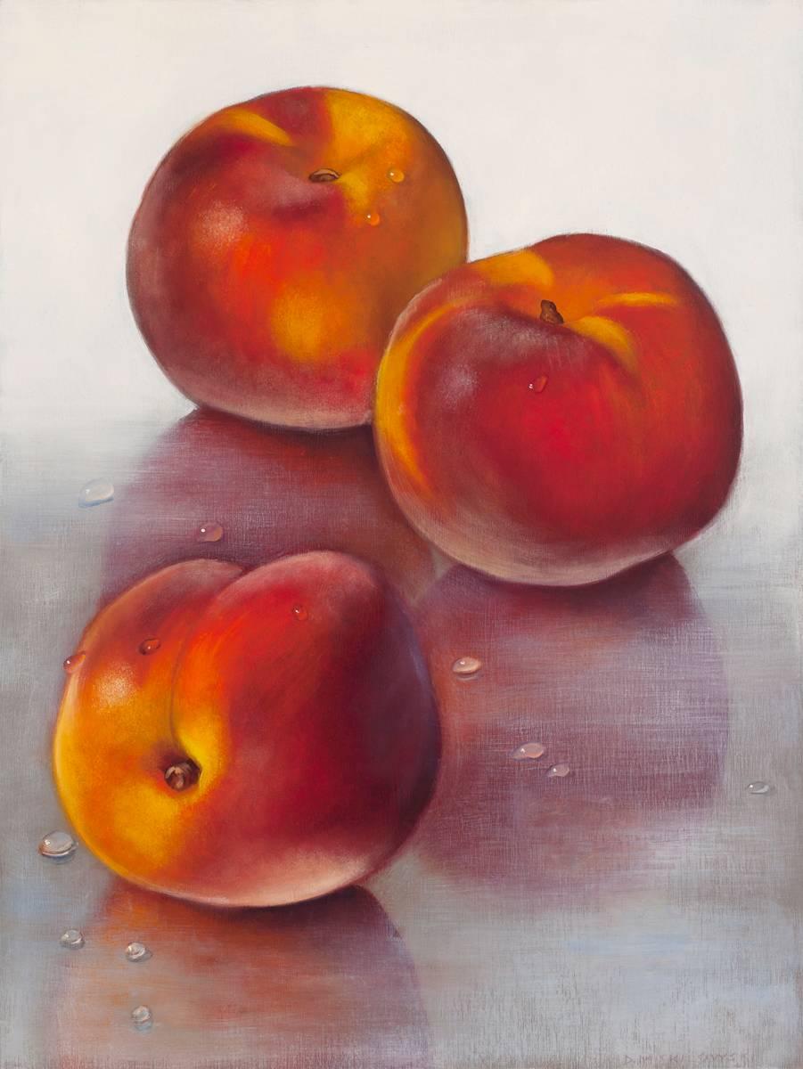 Denise Mickilowski Still-Life Painting - Three Peaches