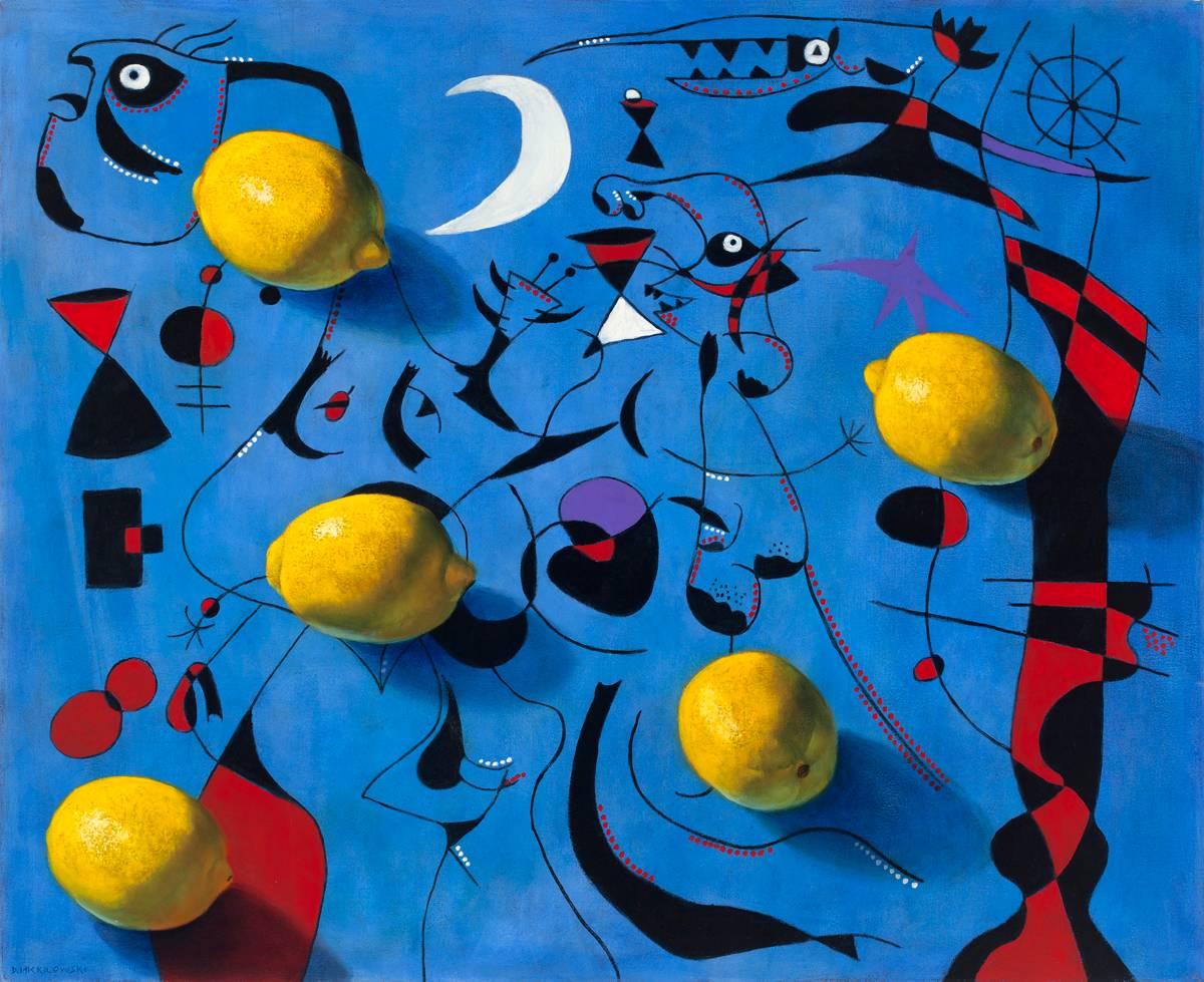 Denise Mickilowski Still-Life Painting - Miro's Lemons