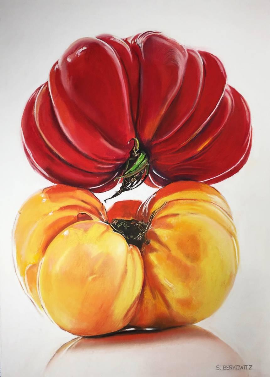 Sheldon Berkowitz Still-Life Painting - Heirloom Tomatoes