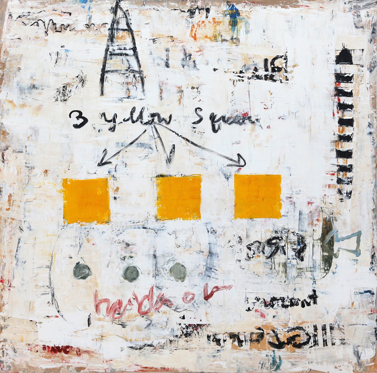Bill Fisher Abstract Painting - Three Yellow Squares