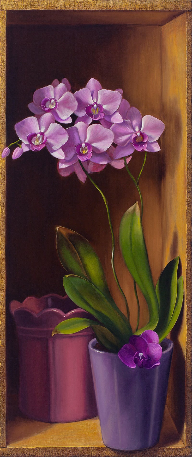 Denise Mickilowski Still-Life Painting - Pink Orchids